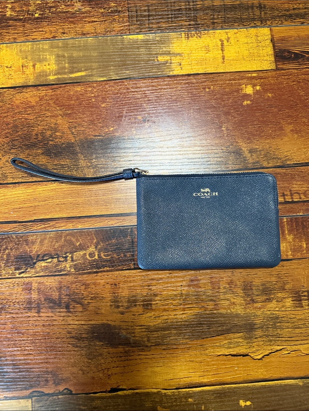 Coach Navy-Black Leather Wristlet Pouch